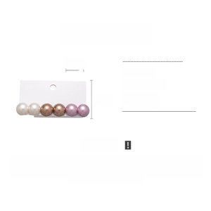 Detailed view of 1.8cm faux pearl studs set in cream and purple tones with product dimensions
