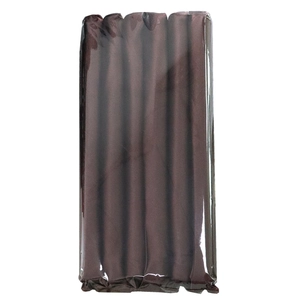 Detail shot of heatless curling rods in brown satin finish inside clear plastic packaging