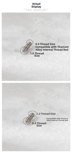 Macro detail of 0.9mm to 1.2mm steel screw threads for titanium body piercing jewelry