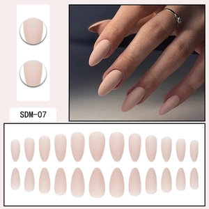 Matte nude almond press-on nails set with 24 pieces in various sizes for daily wear