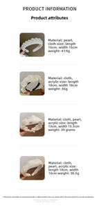 Detail showcasing four styles of cream fabric headbands with pearls and lace textures