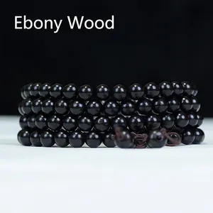 Ebony Wood Buddhist Prayer Beads Multi Layer Wrap Bracelet Necklace Zen Meditation Ethnic Style Polished Beads Handmade Knot Gourd Pendant Unisex