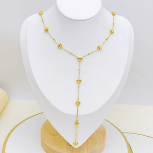Exquisite gold stainless steel Y-shaped necklace with multiple 3D heart-shaped pendants