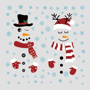 Christmas snowman and snowflake decorative wall stickers for festive window and fridge decor
