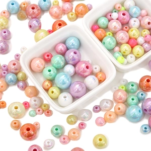 Colorful round acrylic pearlescent beads for DIY jewelry making in various sizes