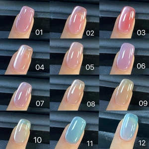 Cat eye nail polish color palette featuring 12 shades from nude pink to deep blue