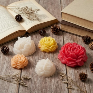 Peony flower silicone mold for DIY candles and resin crafts in various sizes