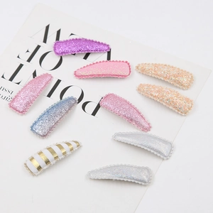 Set di 10 fermagli per capelli BB colorati glitterati a forma di goccia per bambine