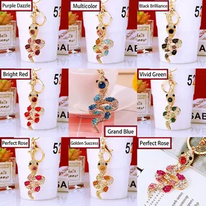 Snake Keychain Alloy Rhinestone Crystal Studded S-Shaped Bag Pendant Key Ring Jewelry Charm For Women Luxury Style