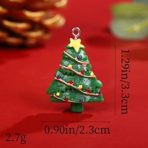 Christmas tree resin pendant with colorful dots and top star, size 3.3cm by 2.3cm