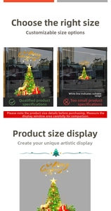 Detailed comparison of Christmas pine tree and elk window stickers showing custom size options