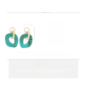 Detailed technical specifications for acrylic geometric drop earrings with dimensions