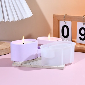 Detailed silicone mold for making oval match storage boxes and scented candle jars