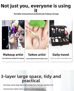 Internal multi-layer storage of oxford cloth makeup bag for professional tools