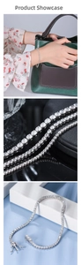 Macro view of S925 sterling silver tennis bracelets with round cubic zirconia settings
