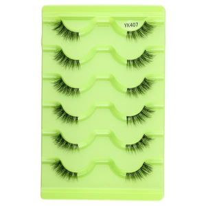 Natural half-eye false eyelashes in black synthetic fiber for cat-eye look, set of 5 pairs