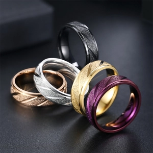 Anello Smerigliato in Acciaio Inossidabile Minimalista Per Donna Uomo Alta Gamma Intagliato Diagonale Fascia di Coppia Gioielli di Moda Regalo