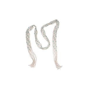 Handmade crystal beaded scarf necklace with turquoise accents and elegant tassels