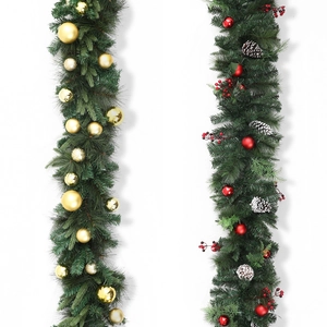 Christmas garland with pine cones and red berries for festive holiday home decor