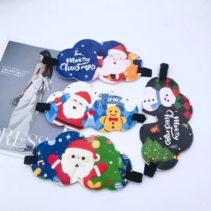 Set of four 3D cloud-shaped Christmas sleep masks featuring festive holiday patterns