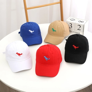 Children's cotton baseball cap with cute dinosaur embroidery in multiple bright colors