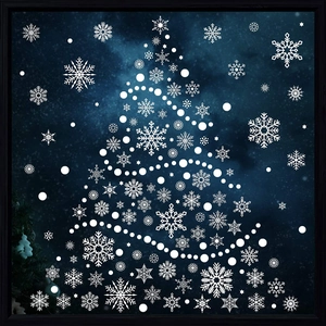 Autocollants de flocons de neige blancs en forme de sapin pour décoration de vitres de Noël