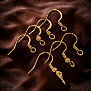 Gold plated stainless steel ear hooks with spring and ball for DIY jewelry making
