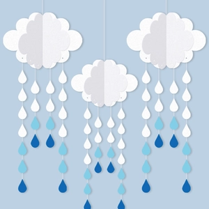 Three Dimensional Cloud And Raindrop Hanging Decoration Paper Ornament For Party Wedding Baby Shower Nursery Dreamy Decor