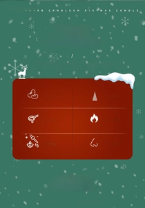 Graphic showing soy wax Christmas candles with plant essential oils and smokeless features