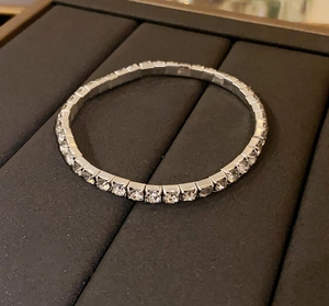 Classic silver tennis bracelet with brilliant round-cut clear cubic zirconia stones