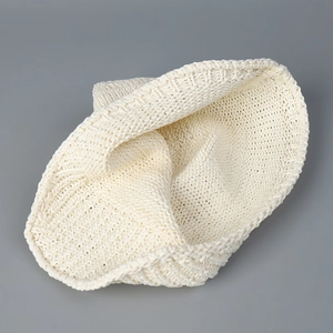 Stylish Korean style cream white knitted peak cap featuring breathable summer mesh