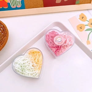 Macaron color elastic hair bands in heart-shaped boxes for kids' DIY hairstyles
