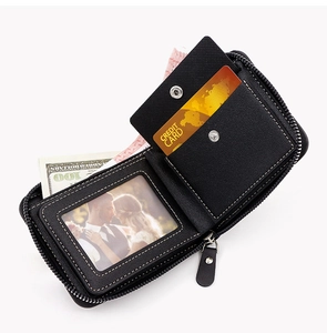 Internal layout of short bifold wallet showing card slots and money compartment