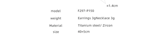 Detailed specifications for titanium steel roman numeral necklace and zircon earring set