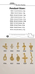 Detailed size and weight specifications for geometric 24K gold plated stainless steel pendants