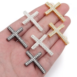Cross pendant with sparkling rhinestones in gold, silver, and black finish for DIY jewelry