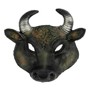 3D realistic buffalo half face mask with horns for Halloween and carnival parties