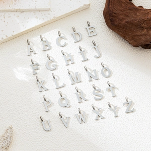 Titanium steel A-Z English alphabet pendant collection in polished silver finish