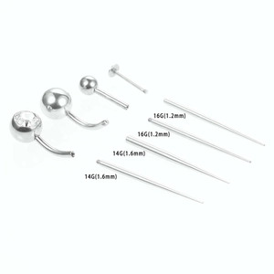 Polished stainless steel piercing taper kit with white zircon navel rings 14G and 16G