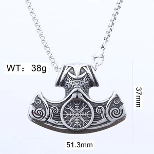 Detailed view of silver Thor's Hammer pendant with 38g weight and 51.3mm dimensions