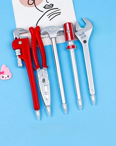 Detailed set of 5 creative hardware tool ballpoint pens with 0.5mm bullet nibs