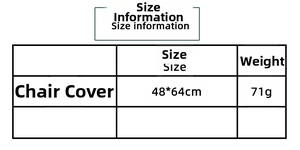 Size chart showing 48x64cm dimensions and 71g weight for the red Christmas chair cover