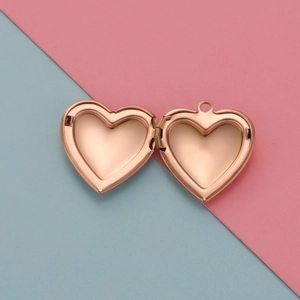 Pendentif médaillon cœur en or rose en acier inoxydable 316L poli pour la création de bijoux