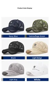 Breathable mesh baseball hats displayed in six colors for outdoor fishing and sun protection