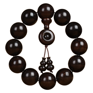 Handcrafted ebony wood prayer beads bracelet with smooth polished finish and gourd pendants