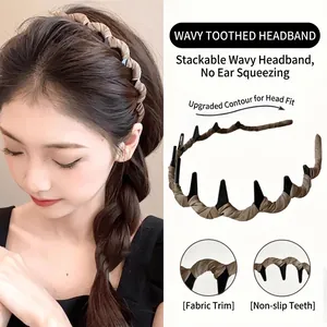 Wavy Headband With Non-slip Teeth Fabric Wrapped Hair Hoop Stylish Simple Daily Hair Accessories For Women Girls