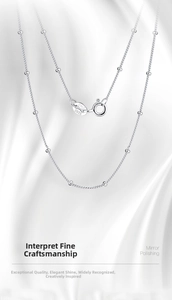 Detail of S925 sterling silver beaded chain with ITALY stamp and mirror polished finish