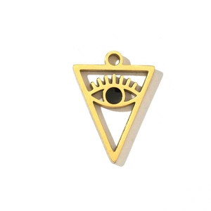 Makroaufnahme Gold-Auge-Anhänger in Dreiecksform aus Edelstahl für DIY-Schmuck