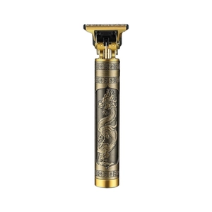 Vintage bronze cordless hair clipper with professional dragon relief metal carving