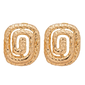 Lava gold earrings with irregular spiral design and hammered texture for women